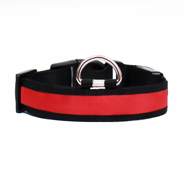 Ошейник с подсветкой Flash 3 режима свечения, размер М, ОШ 40-48 х 2,5 см, красный Ошейник с подсветкой Flash 3 режима свечения, размер М, ОШ 40-48 х 2,5 см, красный