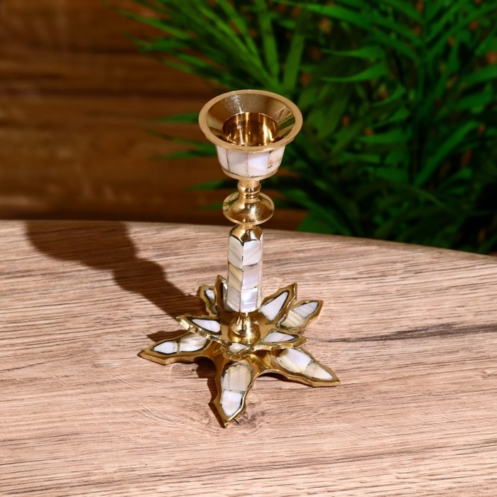 Подсвечник "Звезда" латунь, перламутр 13 см