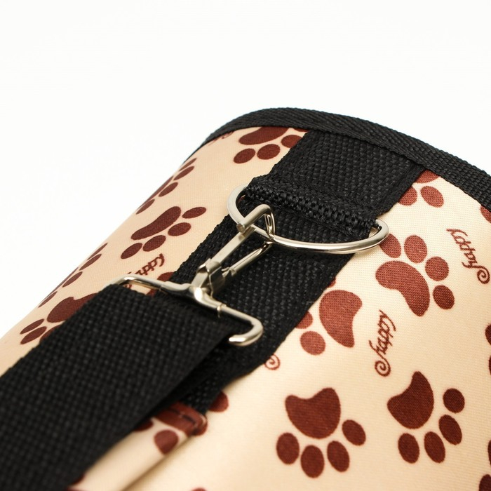 Сумка - переноска для животных  Сумка - переноска для животных "Лапки Happy", бежевая, размер L, 53 х 21 х 29 см