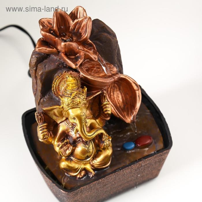 Фонтан настольный от сети Фонтан настольный от сети "Ганеша у водопада с лотосами" 20х16х13 см