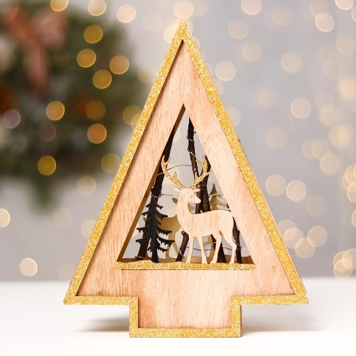 Новогодний декор с подсветкой «Ёлочка с оленем» 18×5.5×23 см Новогодний декор с подсветкой «Ёлочка с оленем» 18×5.5×23 см
