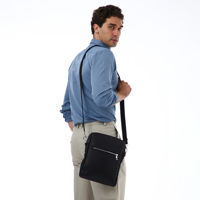 Сумка мужская через плечо TEXTURA, искусственная кожа, цвет чёрный Сумка мужская через плечо TEXTURA, искусственная кожа, цвет чёрный