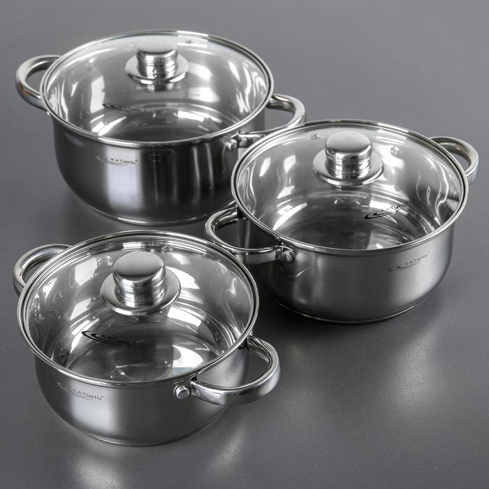 Набор кастрюль «Гретта», 3 предмета: 2,2 л, 3,2 л, 4,2 л, капсульное дно, индукция Набор кастрюль «Гретта», 3 предмета: 2,2 л, 3,2 л, 4,2 л, капсульное дно, индукция