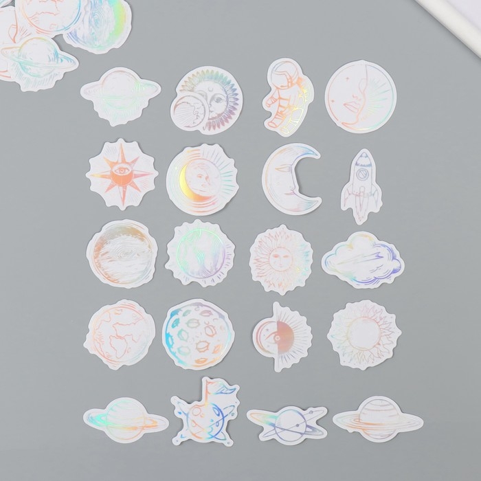 Наклейка пластик Наклейка пластик "Голография. Космос" набор 38 шт 13х11,5х0,5 см
