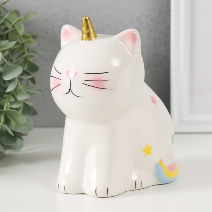 Копилка керамика Копилка керамика "Котик-единорог" 13х10х16 см