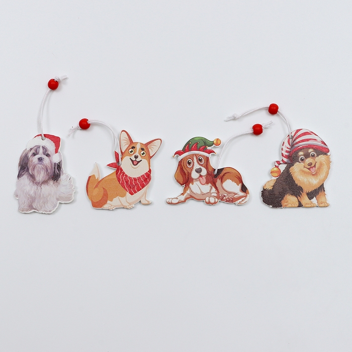 Набор подвесок в деревянной подарочной упаковке 12 шт.13x13x2 см Набор подвесок в деревянной подарочной упаковке 12 шт.13x13x2 см