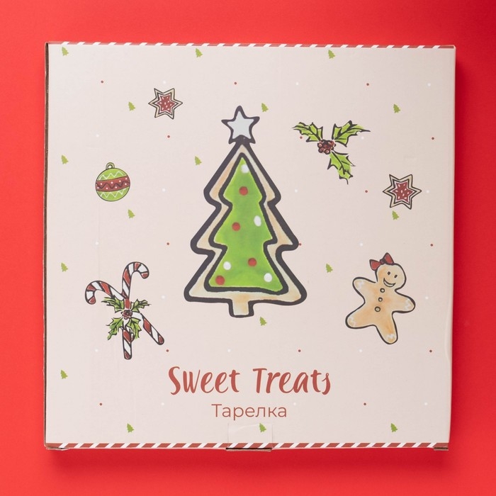 Тарелка новогодняя Доляна Sweet Treats, d=27,3 см, керамика, цвет белый Тарелка новогодняя Доляна Sweet Treats, d=27,3 см, керамика, цвет белый