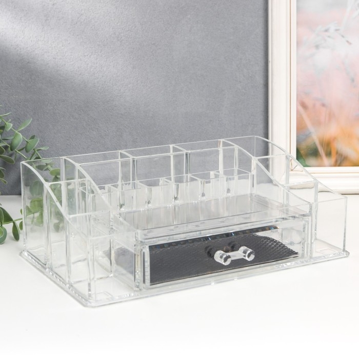 Шкатулка-органайзер пластик 1 ящик прозрачная 9,5х17,5х27,5 см Шкатулка-органайзер пластик 1 ящик прозрачная 9,5х17,5х27,5 см