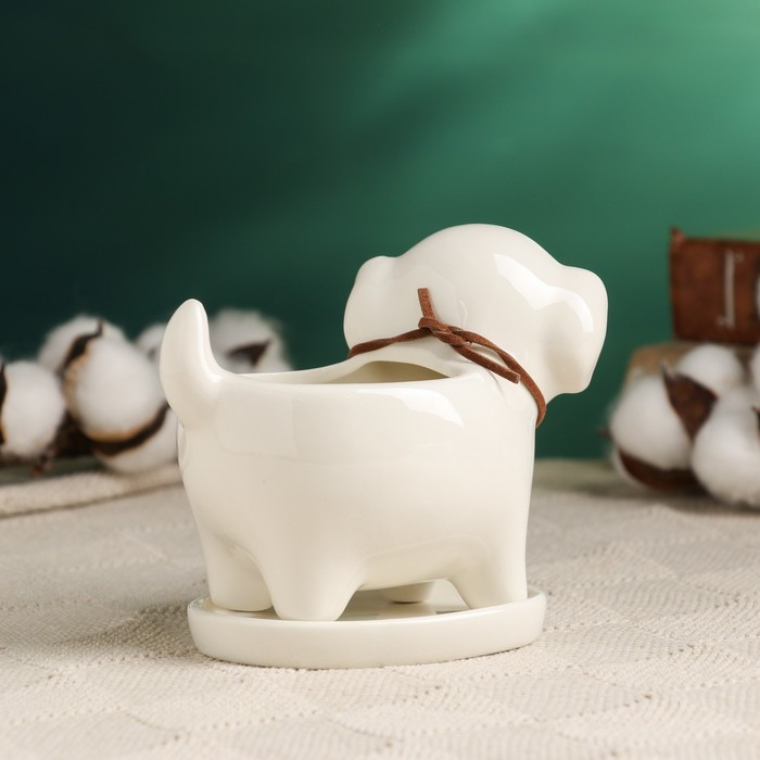 Горшок Горшок "Щенок" белый, 13х7х10см