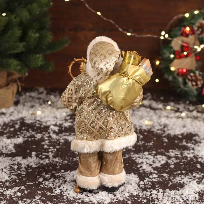 Дед Мороз  Дед Мороз "В золотой шубе, с ремешком, и подарками" 30х16 см