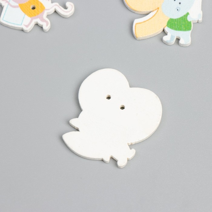 Пуговицы дерево для творчества 2 прокола Пуговицы дерево для творчества 2 прокола "Зверята и цифры" набор 10 шт 2,8х2,8 см