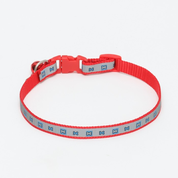 Ошейник Ошейник "Кость" светоотражающий, 31 х 1 см, красный