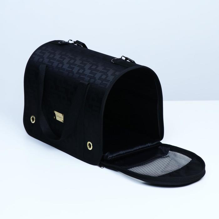 Сумка - переноска для животных  Сумка - переноска для животных "Люкс", ПВХ, жаккард, 40 х 25 х 26, чёрная