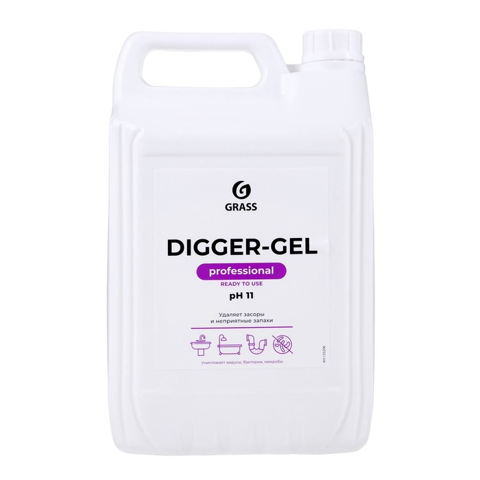 Средство для прочистки труб Grass Digger-Gel, гель, 5.3 л Средство для прочистки труб Grass Digger-Gel, гель, 5.3 л