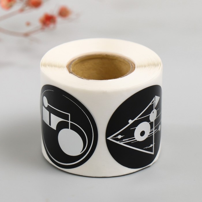 Наклейка бумага Наклейка бумага "Геометрия абстракция" тиснение серебро d=3,8 см 252 шт в рулоне