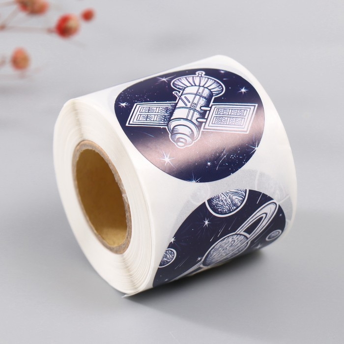 Наклейка бумага Наклейка бумага "Путешествие в космос" d=3,8 см 252 шт в рулоне