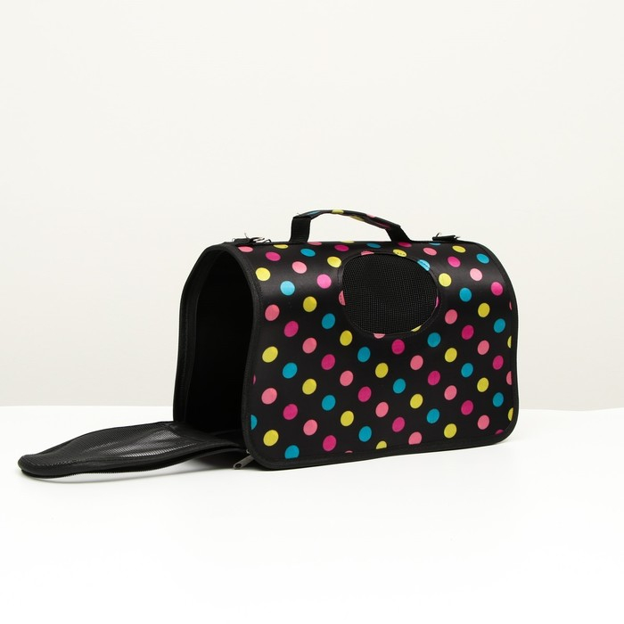 Сумка - переноска для животных  Сумка - переноска для животных "Горошек", чёрная, размер L, 53 х 21 х 29 см