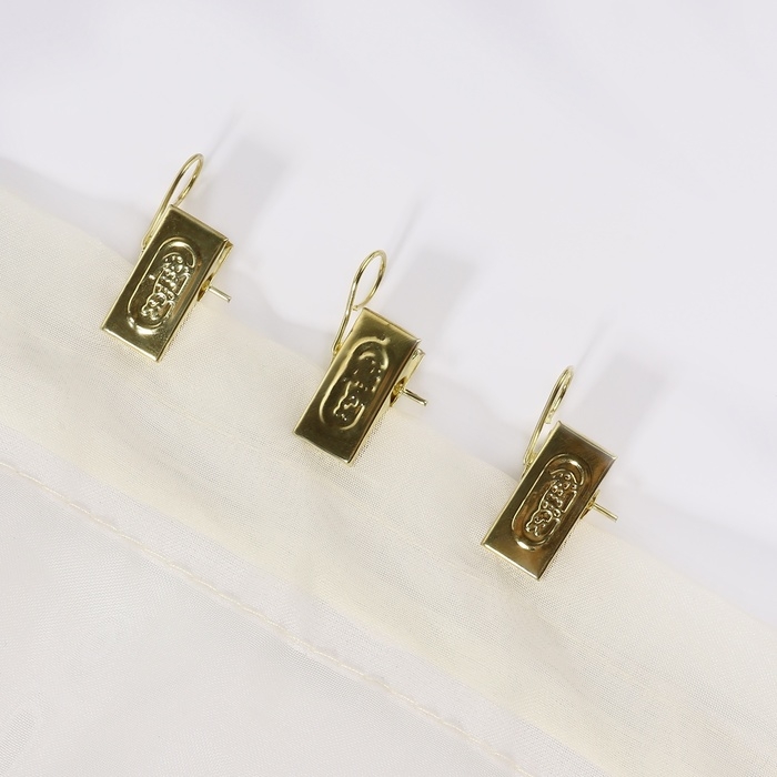 Зажим для штор, 32 × 11 мм, 20 шт, цвет золотой Зажим для штор, 32 × 11 мм, 20 шт, цвет золотой