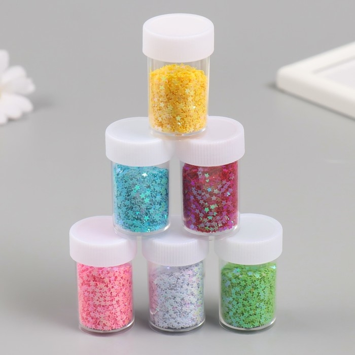 Блестки в баночке  Блестки в баночке "Звёздочки" 12 шт, ассорти