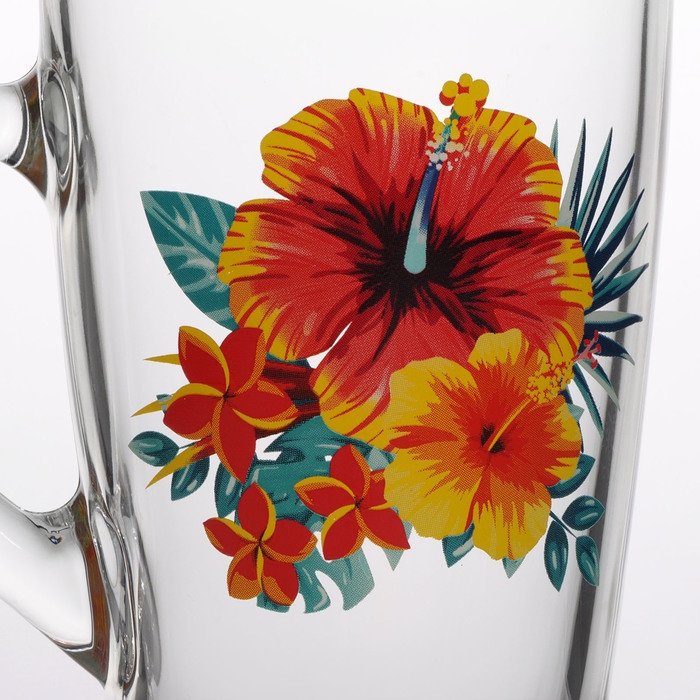 Кружка стеклянная «Тропические цветы», 300 мл, рисунок МИКС Кружка стеклянная «Тропические цветы», 300 мл, рисунок МИКС