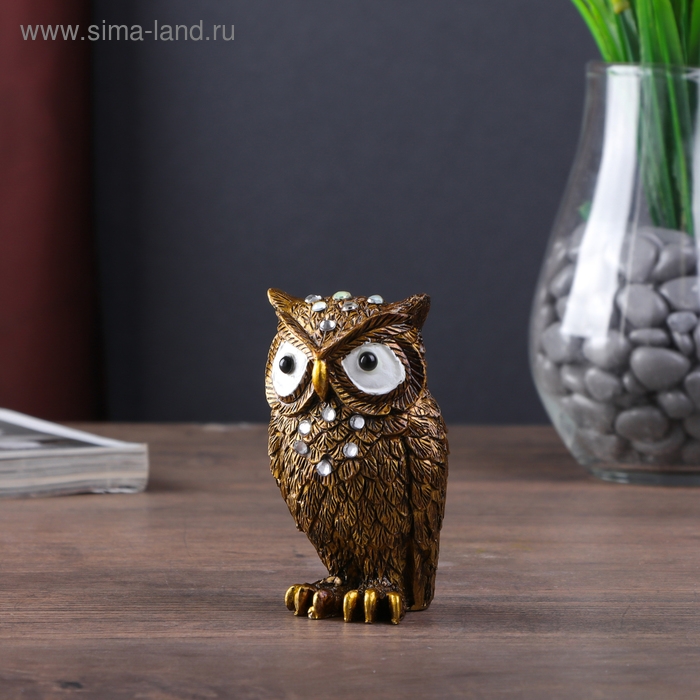 Сувенир полистоун Сувенир полистоун "Филин кофейный" стразы 8,5х5,3х4,3 см