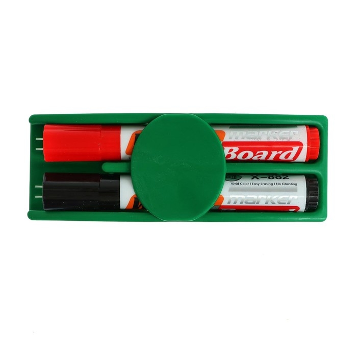 Набор, губка-стиралка маркера с магнитной доски, 2 водных маркера, цвета МИКС Набор, губка-стиралка маркера с магнитной доски, 2 водных маркера, цвета МИКС