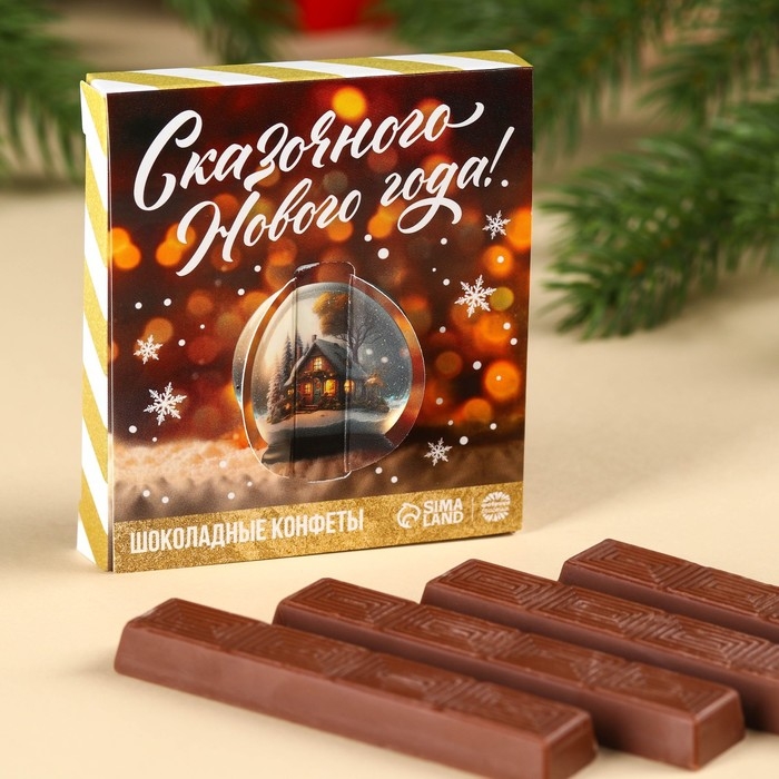 Молочный шоколад в стиках &laquo;Сказочного Нового года&raquo; в коробке, 60 г ( 4 шт. х 15 г).