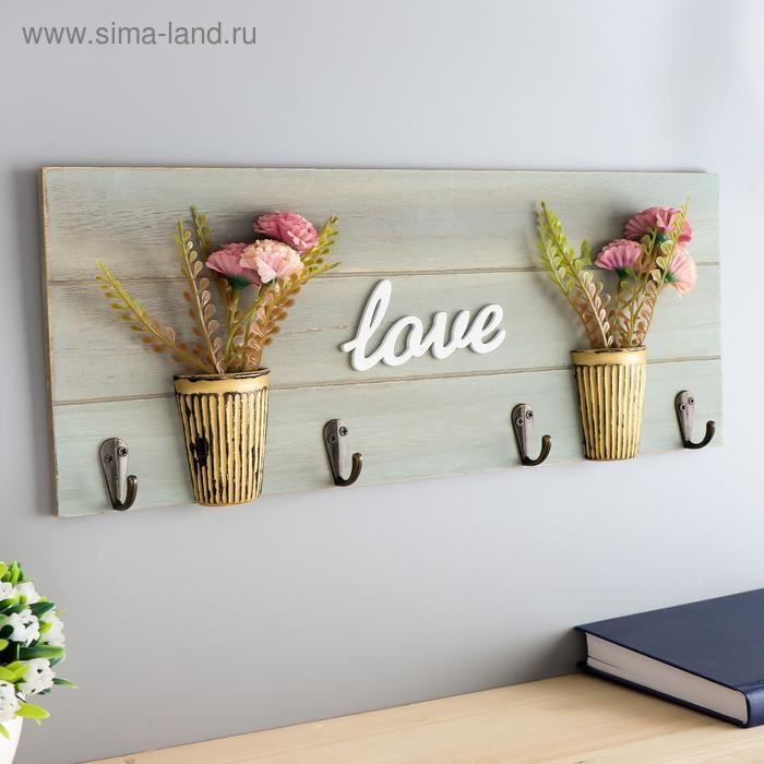 Крючки декоративные дерево Крючки декоративные дерево "Букетики цветов в горшках" 16х40х3,5 см