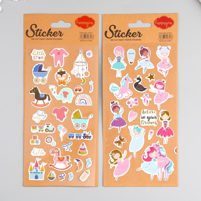 Наклейка пластик золотое тиснение Наклейка пластик золотое тиснение "Игрушки и балерины" МИКС 10,5х23 см