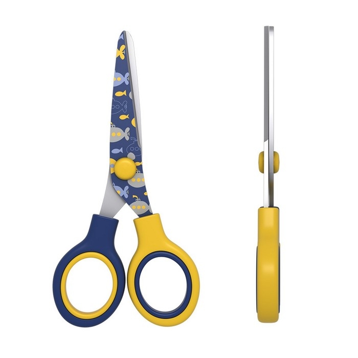 Ножницы детские 13 см, ErichKrause Junior Decor Submarine, с принтом на лезвиях, закруглённые концы, блистер Ножницы детские 13 см, ErichKrause Junior Decor Submarine, с принтом на лезвиях, закруглённые концы, блистер