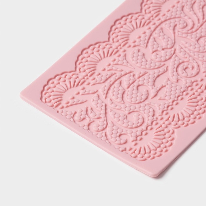 Коврик для айсинга Доляна «Ажур», силикон, 40×10 см, цвет розовый Коврик для айсинга Доляна «Ажур», силикон, 40×10 см, цвет розовый