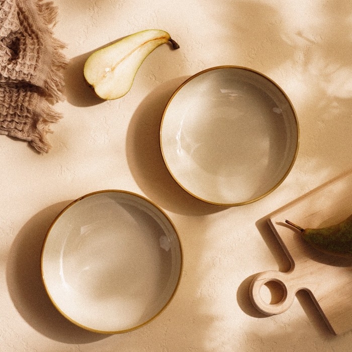 Набор тарелок глубоких фарфоровых SL Home «Леггеро», 18,5×5 см, цвет бежевый Набор тарелок глубоких фарфоровых SL Home «Леггеро», 18,5×5 см, цвет бежевый