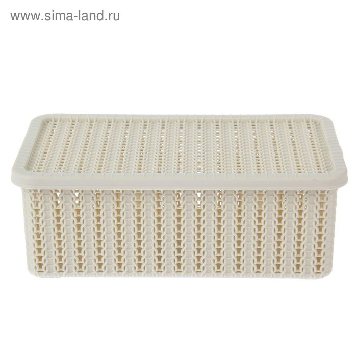 Корзина для хранения с крышкой «Вязание», 3 л, 26,5×15×10 см, цвет белый Корзина для хранения с крышкой «Вязание», 3 л, 26,5×15×10 см, цвет белый