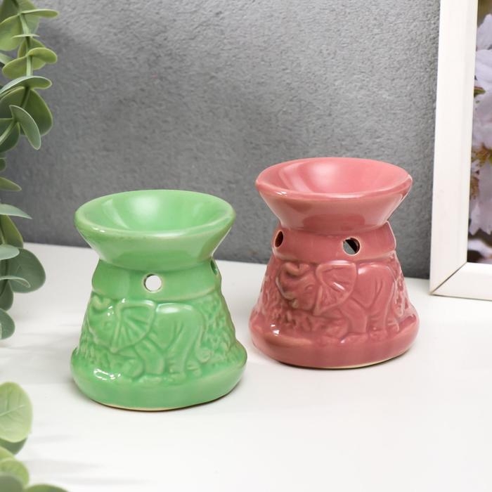 Аромалампа керамика Аромалампа керамика "Слоны идут на водопой" МИКС 6,8х6х6 см