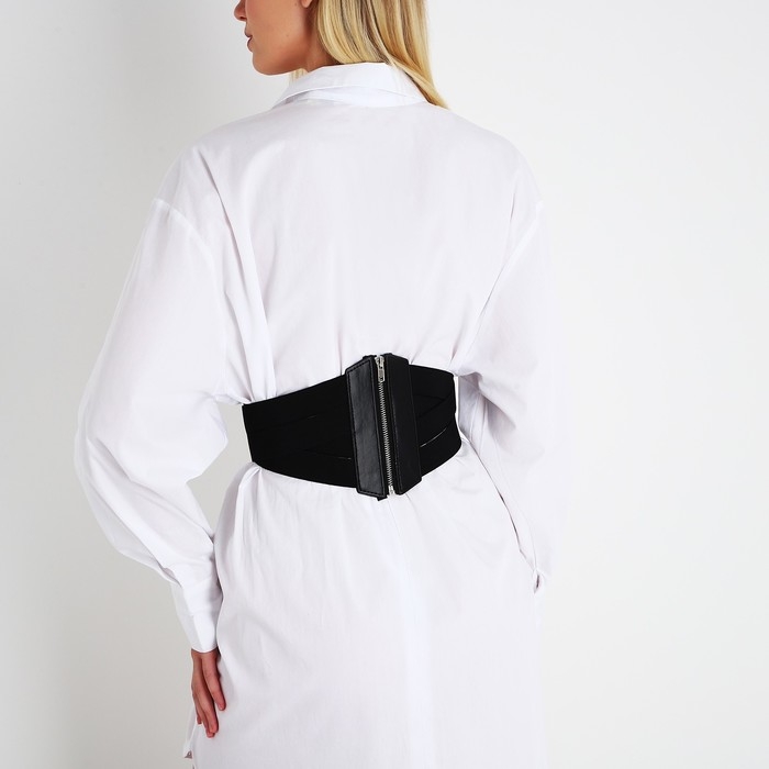 Ремень женский, ширина 12 см, на молнии, цвет чёрный