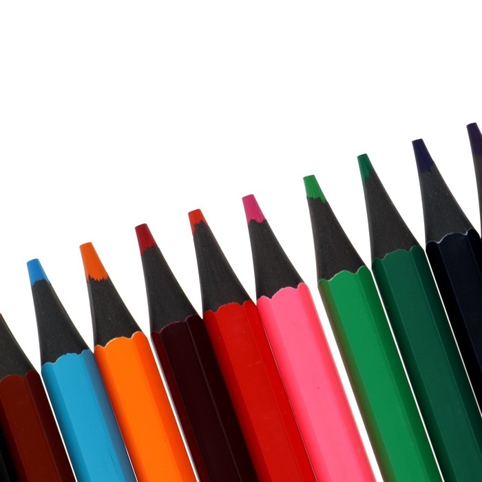 Карандаши 12 цветов в тубусе, шестигранные, пластиковые Карандаши 12 цветов в тубусе, шестигранные, пластиковые