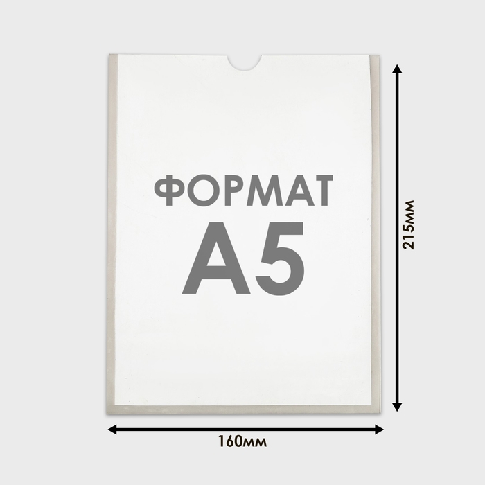 Карман А5, 16×21,5 см, вертикальный, с двухсторонним скотчем для крепления ПЭТ 0,7 мм В ЗАЩИТНОЙ ПЛЁНКЕ