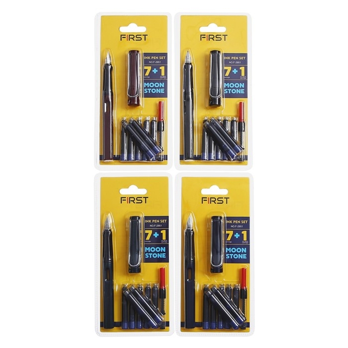 Ручка перьевая, (7 картриджей чёрных, поршень) блистер, МИКС Ручка перьевая, (7 картриджей чёрных, поршень) блистер, МИКС