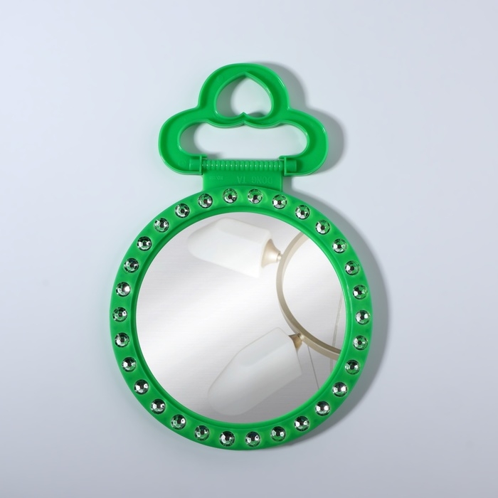 Зеркало настольное, зеркальная поверхность d = 12 см, фасовка 10 шт, цвет зелёный Зеркало настольное, зеркальная поверхность d = 12 см, фасовка 10 шт, цвет зелёный