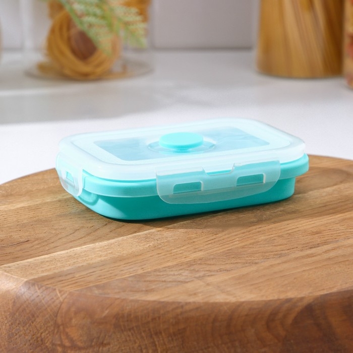 Контейнер складной с крышкой Доляна &laquo;Коста&raquo;, 400 мл, 12,5&times;9&times;6,4 см, цвет бирюзовый