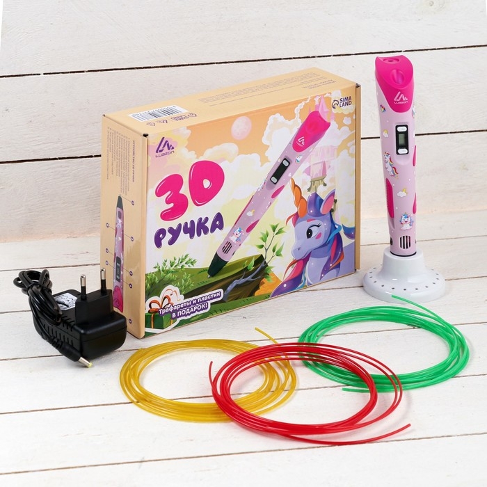 3D ручка Luazon Unicorn, дисплей, работа с пластиком ABS и PLA, пластик в комплекте 3D ручка Luazon Unicorn, дисплей, работа с пластиком ABS и PLA, пластик в комплекте