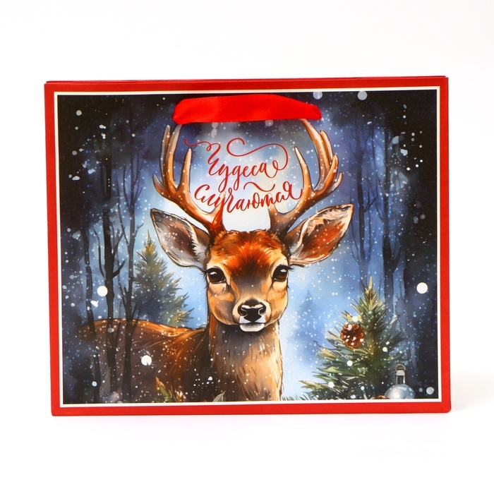 Новый год. Пакет подарочный новогодний бумажный,  Новый год. Пакет подарочный новогодний бумажный, "Чудеса случаются", 24 х 20 х 11 см.