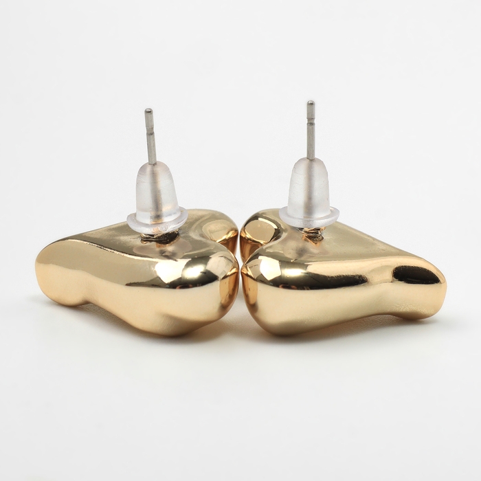 Серьги пластик «Сердца» течение, цвет золото Серьги пластик «Сердца» течение, цвет золото