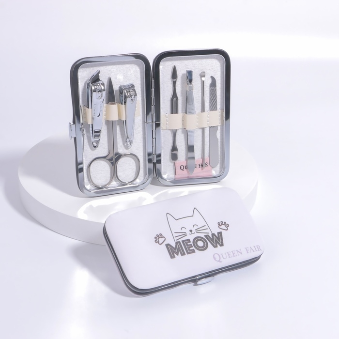 Набор маникюрный «Meow», 7 предметов, цвет белый Набор маникюрный «Meow», 7 предметов, цвет белый