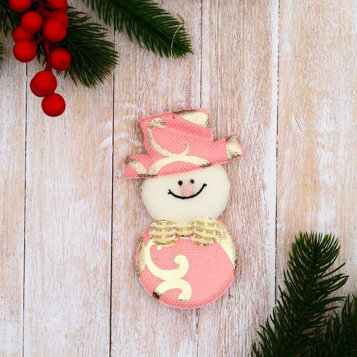 Мягкая подвеска Мягкая подвеска "Снеговик-кругляш" 5х10 см, розовый