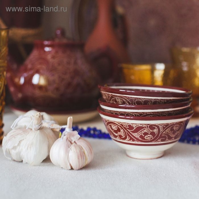 Пиала Риштанская Керамика Пиала Риштанская Керамика "Узоры", 11,5 см, большая, коричневая