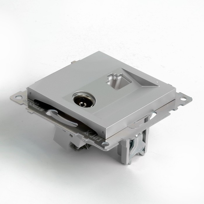 Розетка TV + компьютерная RJ-45 (механизм), STEKKER серия Катрин, серебро, GLS00-7106-03 Розетка TV + компьютерная RJ-45 (механизм), STEKKER серия Катрин, серебро, GLS00-7106-03