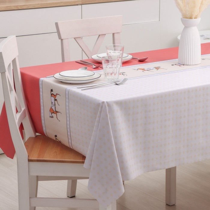 Клеёнка на стол «Скачки», на тканевой основе, рулон 20 метров, ширина 137 см Клеёнка на стол «Скачки», на тканевой основе, рулон 20 метров, ширина 137 см