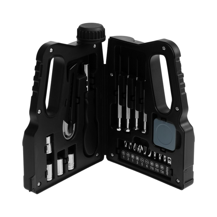 Набор инструментов ТУНДРА, подарочный пластиковый кейс "Канистра", 21 предмет