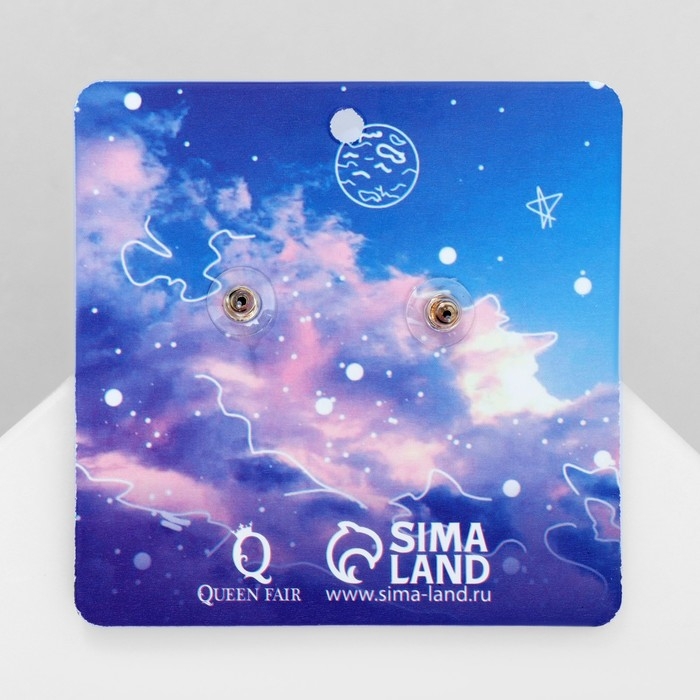 Серьги эмаль «Космос» и коты, цвет бело-синий в золоте Серьги эмаль «Космос» и коты, цвет бело-синий в золоте